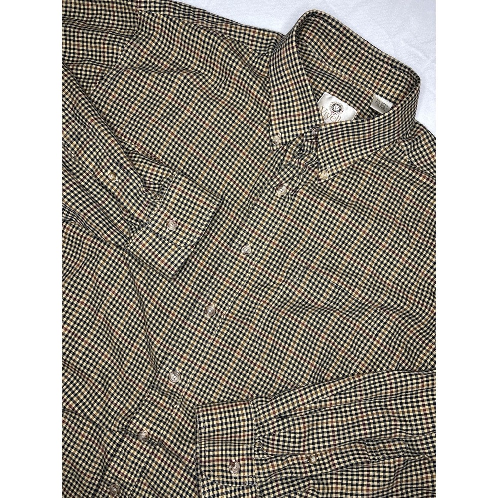 Viyella Men's XL Plaid Long Sleeve Button Down Shirt Cotton & Wool Blend USA